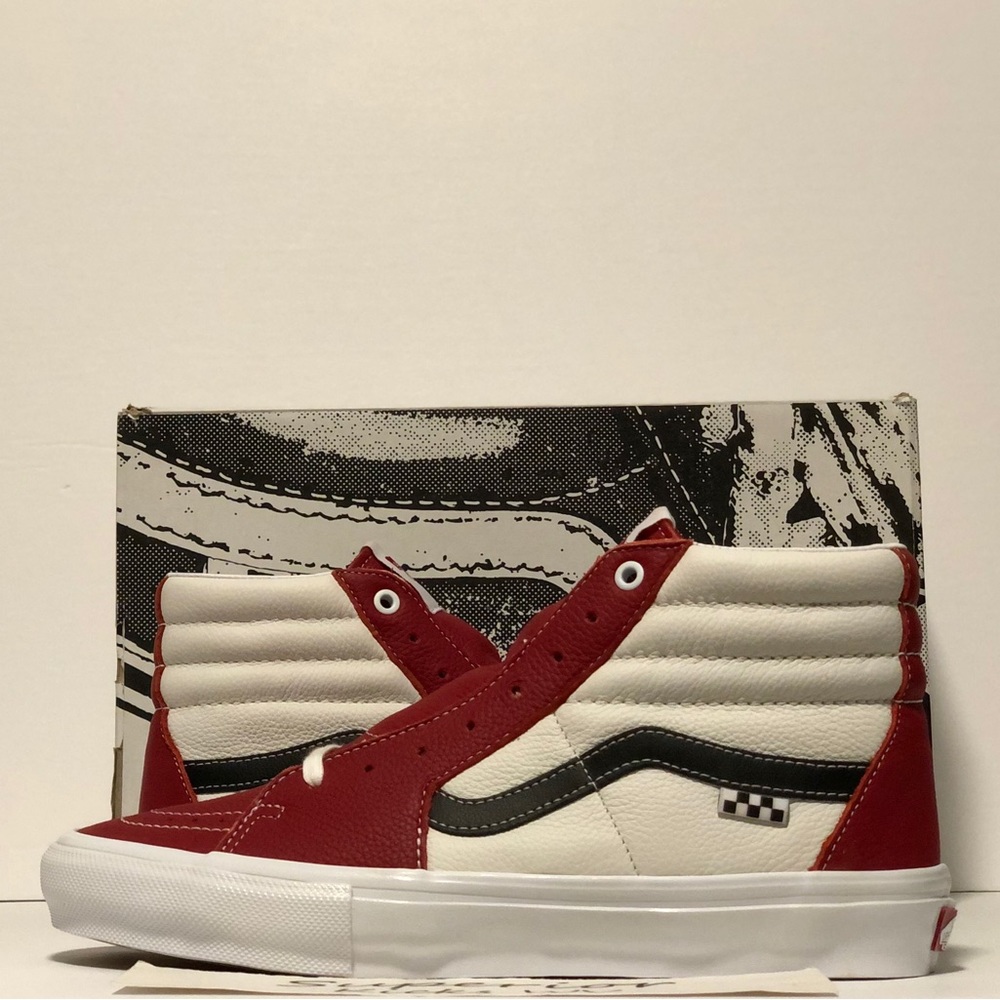 Vans Skate Sk8-Hi (Sport Leather) “Chili Pepper/White” *New With Blemishes*